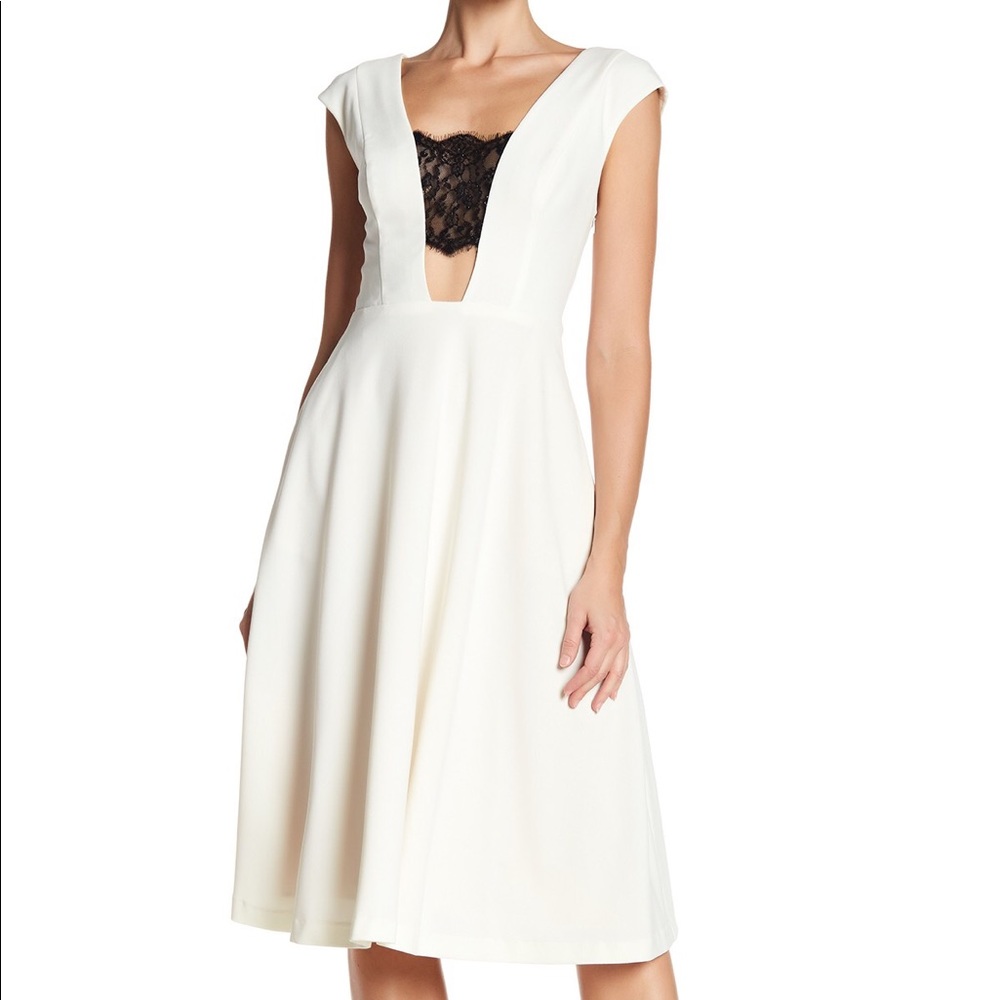 ABS Allen Schwartz Lace Inset Flare Dress SZ6 NWT